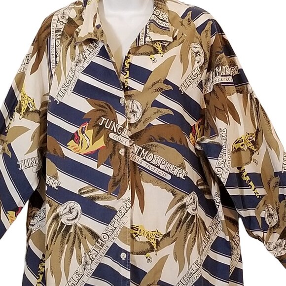 Vintage Peggy Lou California Blouse Women’s 42 (2X) Made USA Jungle Button Up - Picture 3 of 13